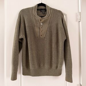 RedHead Men's Green Crewneck Henley Sweater